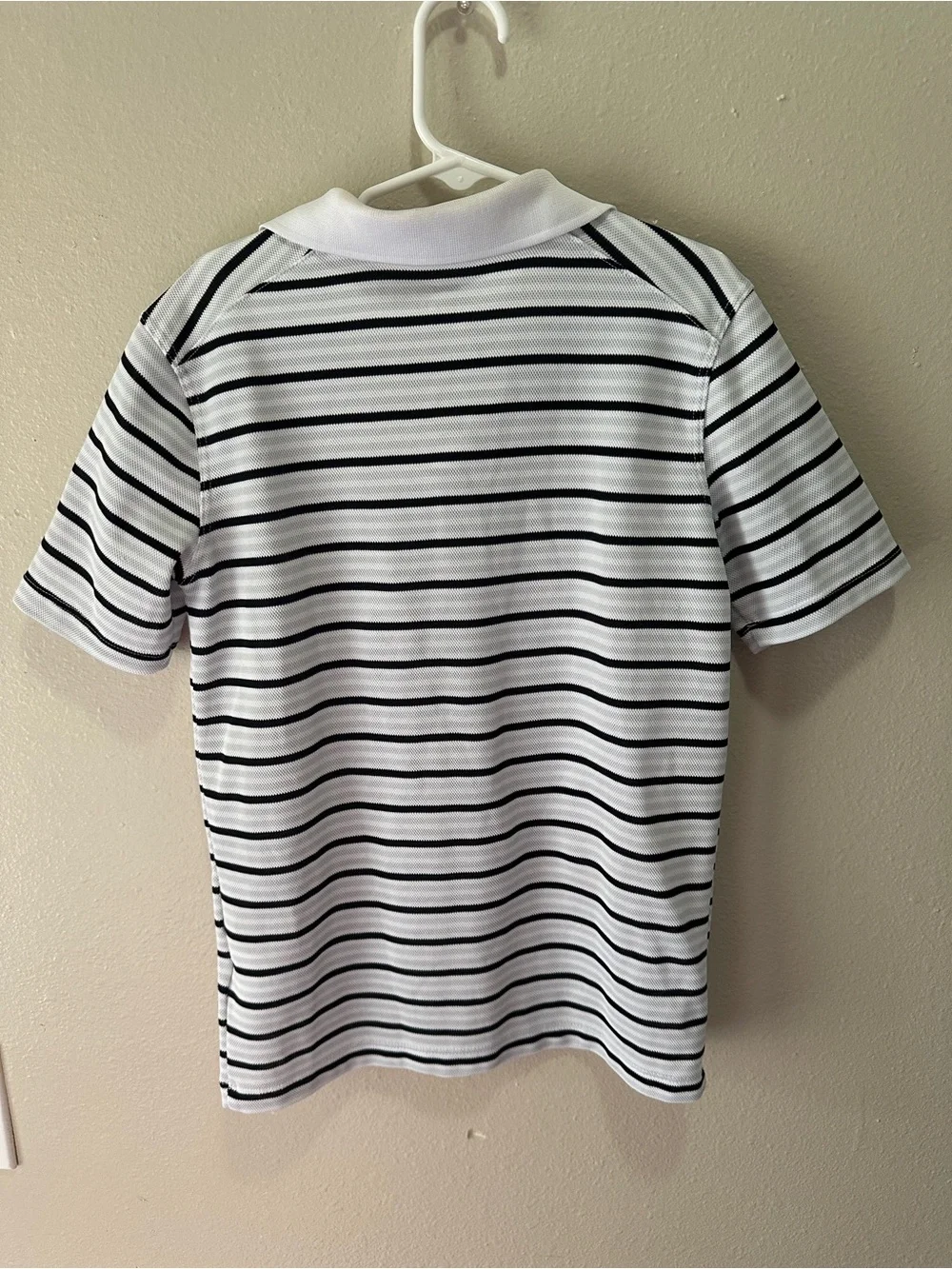 Nike White and Black Striped Polo Shirt